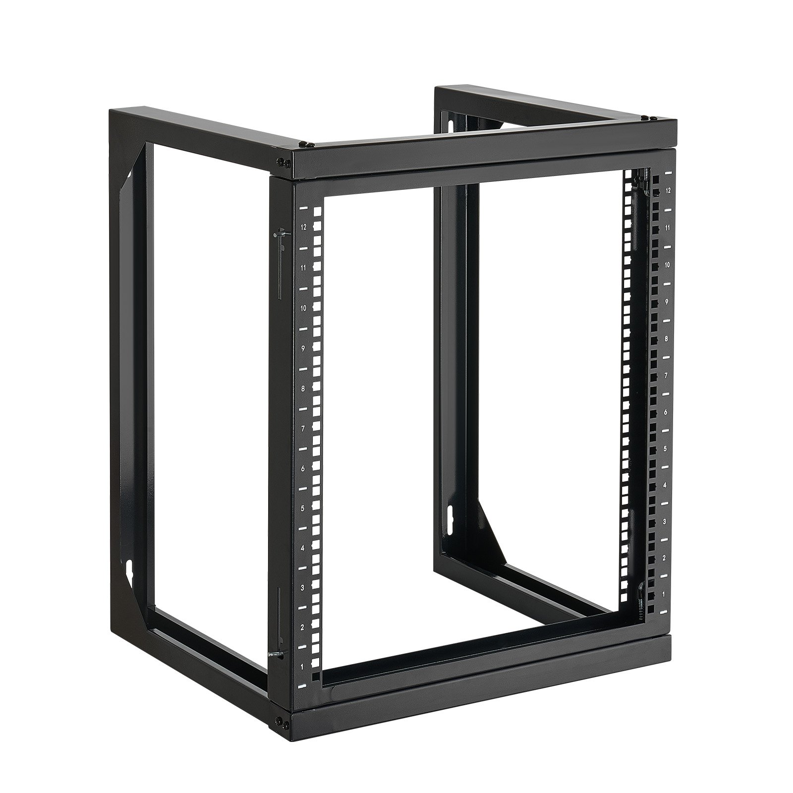 VEVOR Rack de Servidor de Pared de 12U, Carga Máxima de 68,04 kg, Bastidor de Red de Marco Abierto con Apertura de Puerta de 180 Grados, Acero al Carbono, para Equipo de Red/IT/AV de 48,26 cm