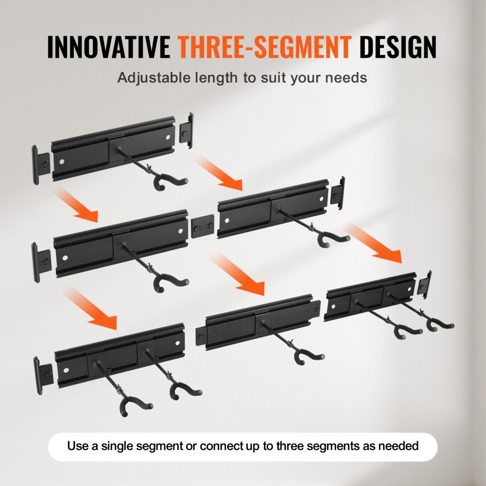 VEVOR Soporte para guitarra de 5 espacios, con capacidad para 5 guitarras, estante plegable para exhibición de múltiples guitarras montado en la pared con ganchos giratorios de 270°, mango de instalación de paneles de aluminio, para guitarra, bajo eléctrico acústico