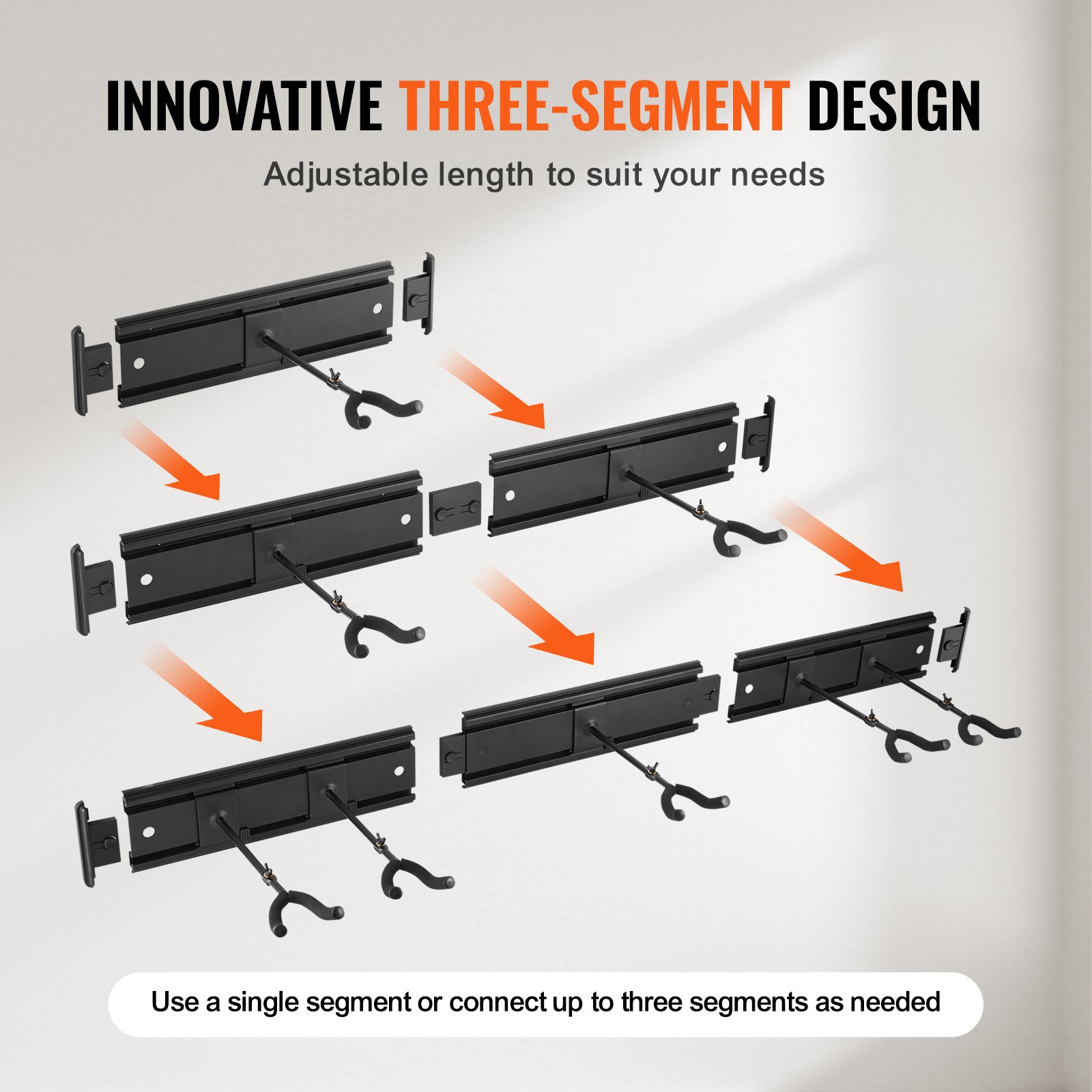 VEVOR Soporte para guitarra de 5 espacios, con capacidad para 5 guitarras, estante plegable para exhibición de múltiples guitarras montado en la pared con ganchos giratorios de 270°, mango de instalación de paneles de aluminio, para guitarra, bajo eléctrico acústico
