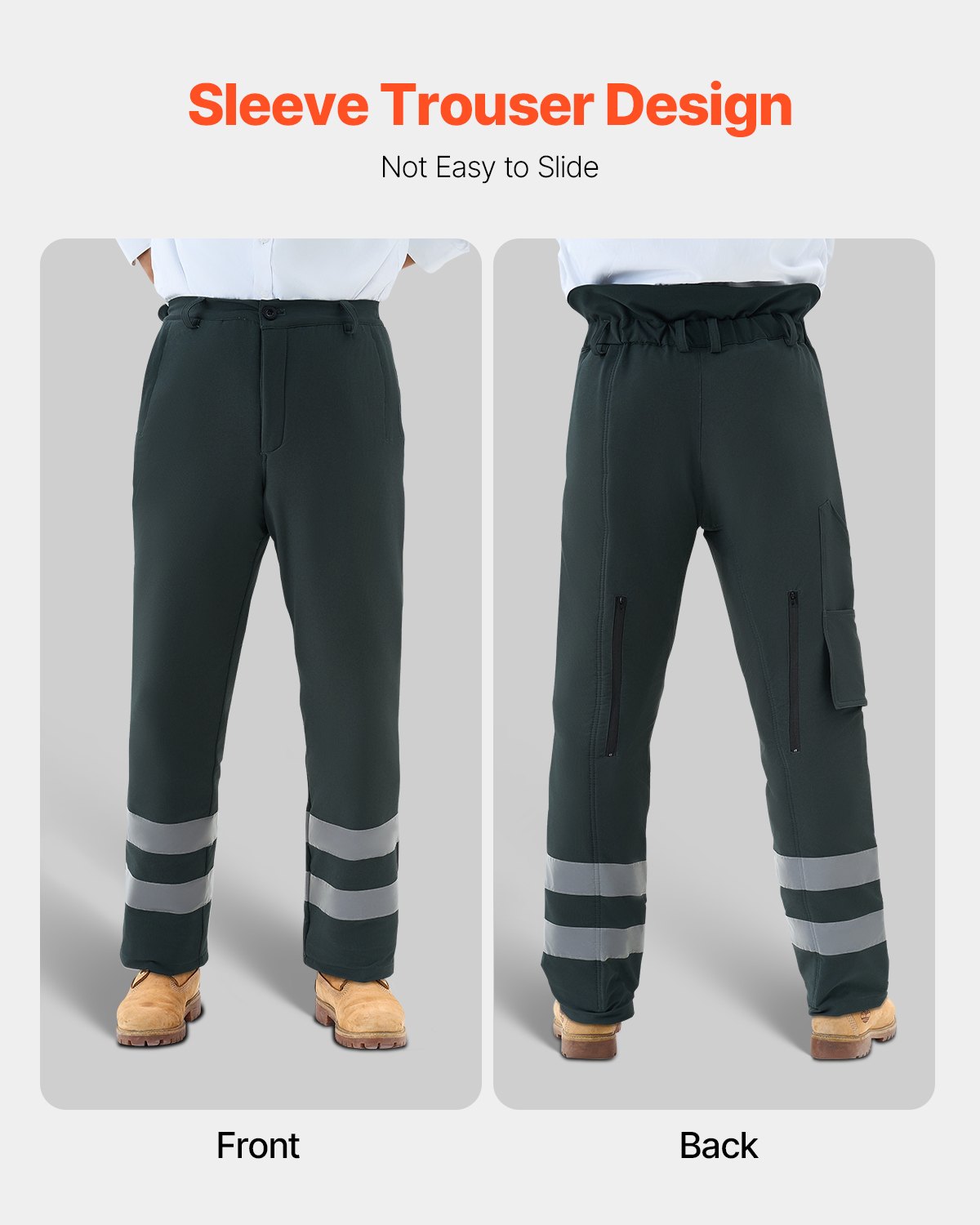 VEVOR Polainas para Motosierra con Cinturón Ajustable y Bolsillo para Equipo, Clase A 8 Capas, Equipo de Seguridad para Motosierra para Leñadores, Trabajadores Forestales, Talla L, Color Negro