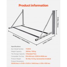 VEVOR Estante de Almacenamiento para Neumáticos Pared 1440(máx.) x 550 x 550 mm