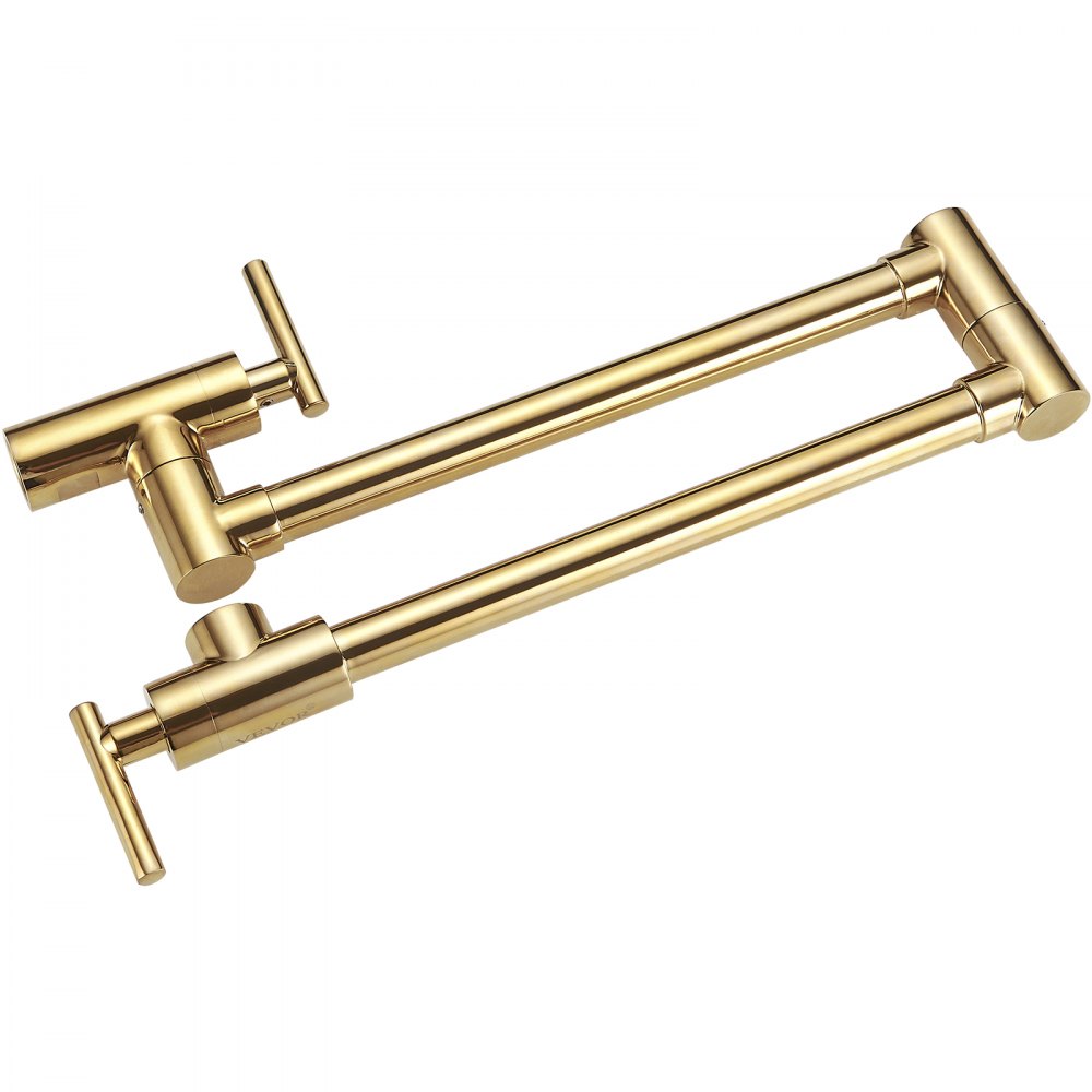 VEVOR Grifo de Llenado de Ollas Montaje en Pared, Alto Caudal 2,2 GPM Grifo de Cocina 360° Giratorio Grifo Plegable de Latón con Longitud Máxima de 620 mm, Material de Latón y Acero Inoxidable, Oro