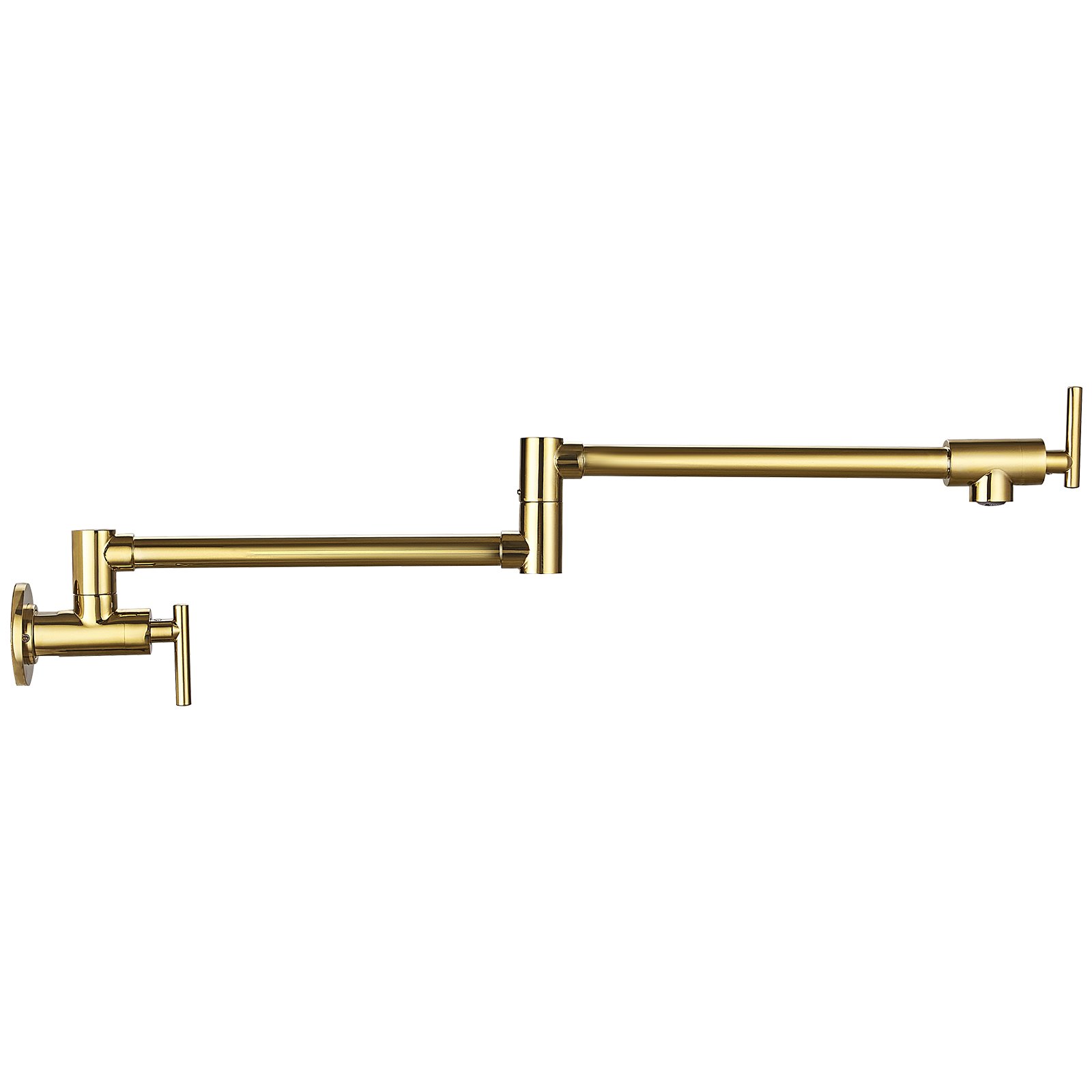 VEVOR Grifo de Llenado de Ollas Montaje en Pared, Alto Caudal 2,2 GPM Grifo de Cocina 360° Giratorio Grifo Plegable de Latón con Longitud Máxima de 620 mm, Material de Latón y Acero Inoxidable, Oro
