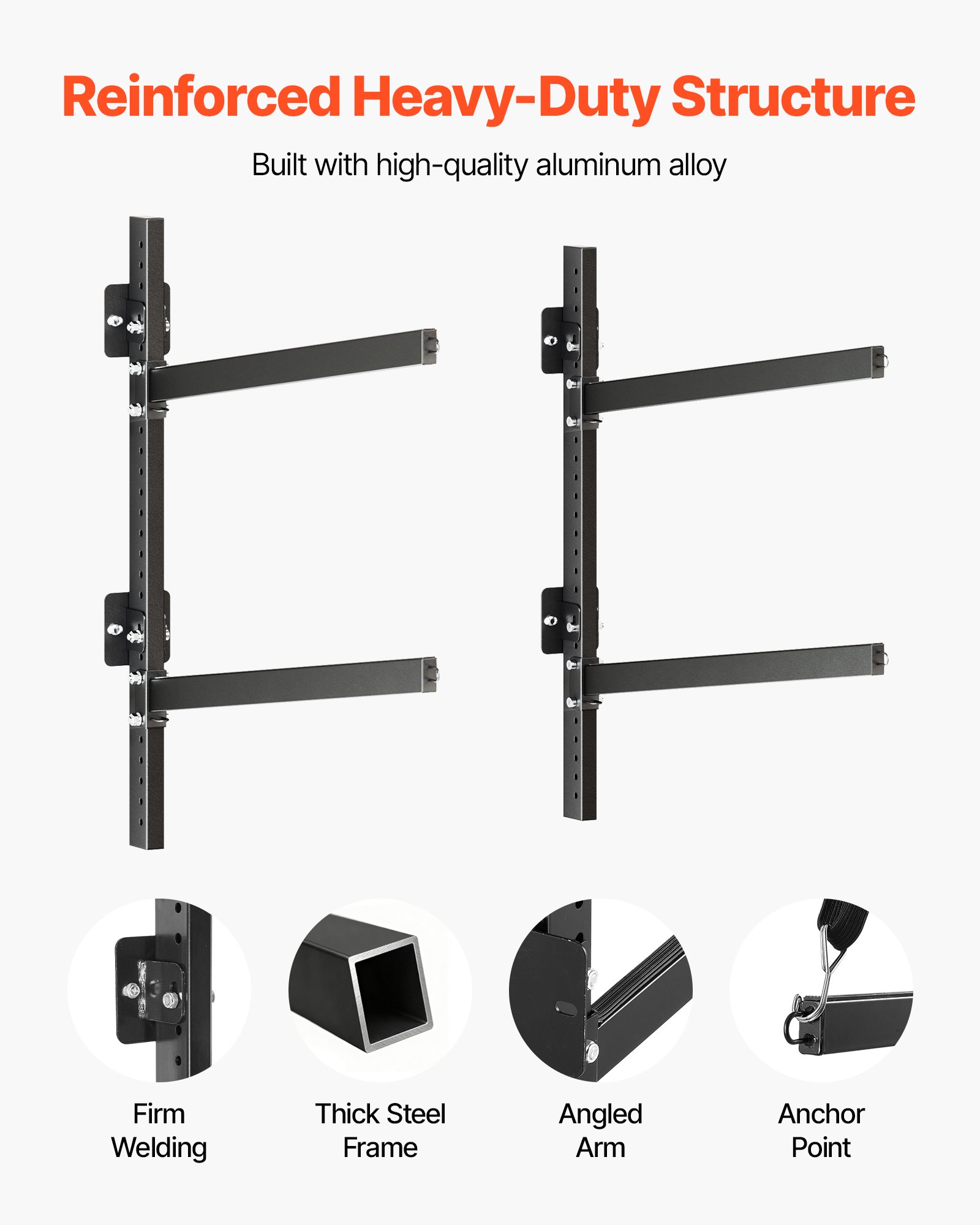 VEVOR Soporte de Almacenamiento de Pared para 2 Kayaks, Capacidad de Carga hasta 90,7 kg, Estante de Pared, Ajustable y Compatible con Interior y Exterior, para Canoa Tabla de Surf Remo Barco Pequeño