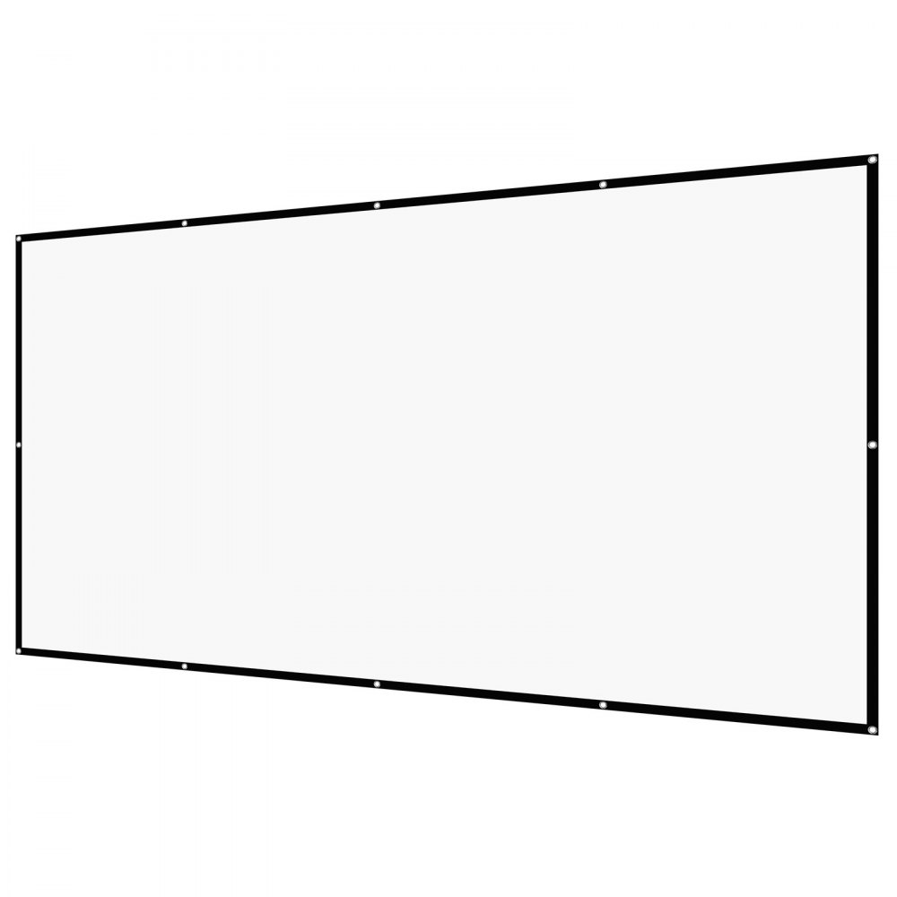 VEVOR Pantalla de Proyector de 3810 mm, 16:9, 4K, 1080 HD, Montaje en Pared, Amplio Ángulo de Visión, con Ganchos y Cinta Adhesiva de Doble Cara, para Cine en Casa, Oficina y Aula, Color Blanco