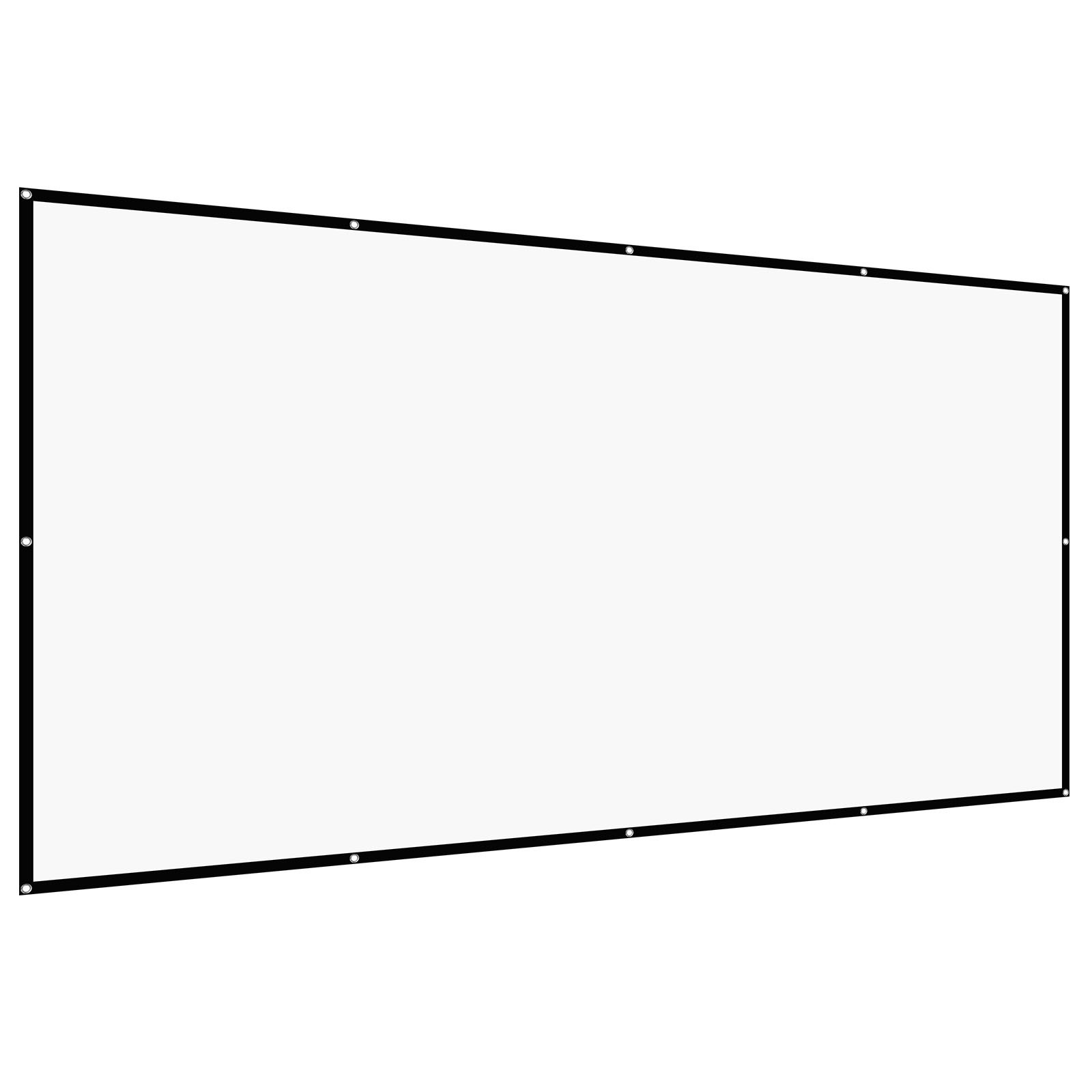 VEVOR Pantalla de Proyector de 3810 mm, 16:9, 4K, 1080 HD, Montaje en Pared, Amplio Ángulo de Visión, con Ganchos y Cinta Adhesiva de Doble Cara, para Cine en Casa, Oficina y Aula, Color Blanco