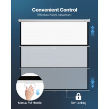 VEVOR Pantalla de Proyección Manual de 3048 mm, 1:1, 4K y 3D, 1080 HD, Enrollable y Retráctil, para Cine en Casa, con Cuerda de Tracción, para Pared, Tamaño de Proyección 2134 x 2134 mm, Blanco