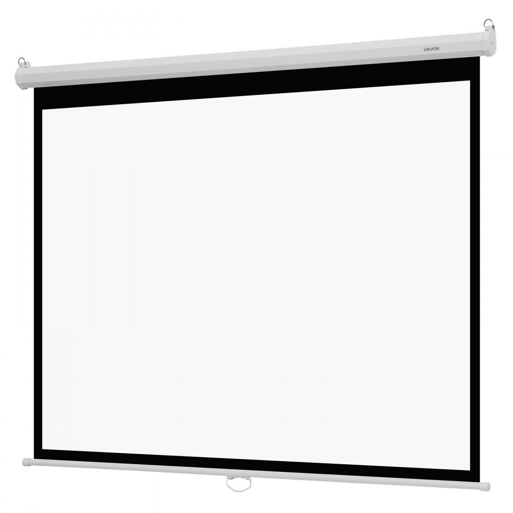 VEVOR Pantalla de Proyección Manual de 1829 mm, 4:3, 4K, 1080 HD, Pantalla de Proyección de Pared, Retráctil con Cordón, Amplio Ángulo de Visión, para Cine en Casa, Oficina y Aula, Color Blanco