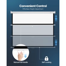 VEVOR Pantalla de Proyección Manual de 1829 mm, 4:3, 4K, 1080 HD, Pantalla de Proyección de Pared, Retráctil con Cordón, Amplio Ángulo de Visión, para Cine en Casa, Oficina y Aula, Color Blanco