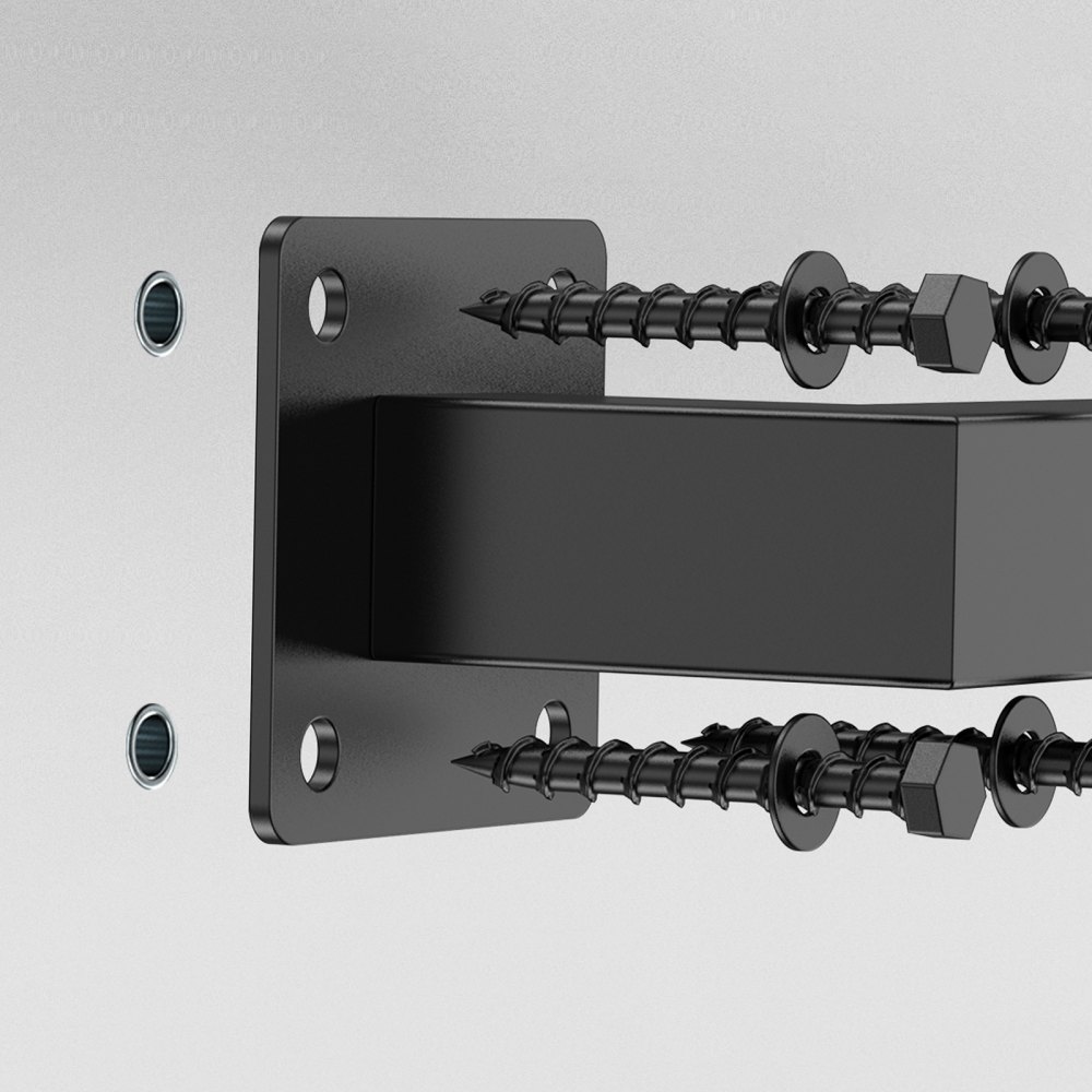 VEVOR Pasamanos de Escalera Pared, Hierro Negro, para Interiores, Carga 113 kg, Estilo Industrial, para Escalones, de Tubo Cuadrado para Loft, Terraza o Porche, de 2 Secciones, 1215 x 80 x 70 mm