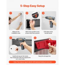 VEVOR Cajas Apilables Visibles para Montar en la Pared, 137 x 105 x 75 mm, y 3 Rieles Metálicos, para Tornillos, Tuercas, Pernos y Clavos, para Taller, Sala de Manualidades y Garaje, Rojo, 12 uds