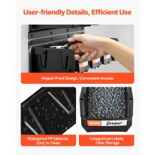 VEVOR Cajas Apilables de Pared, 137 x 105 x 75 mm, 3 Rieles Metálicos, Cajas de Almacenamiento Visibles para Tornillos, Tuercas, Pernos y Clavos, para Taller, Oficinas, Garaje, Color Negro, 12 uds