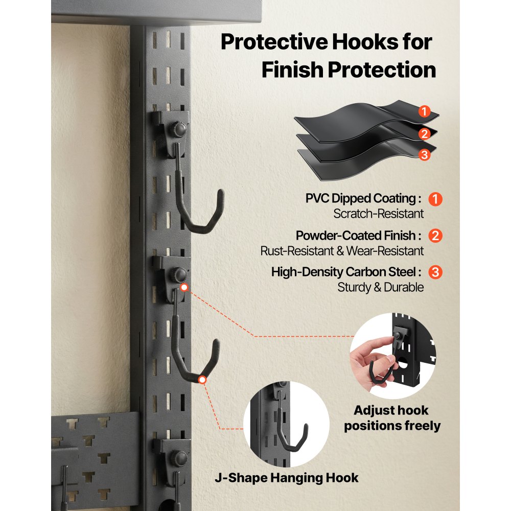 VEVOR Soporte de Montaje en Pared para Armas de Fuego, Capacidad de 3 Escopetas, con Estante Superior y Ganchos Adicionales para Accesorios, Acero al Carbono, para Almacenamiento Herramientas Tall