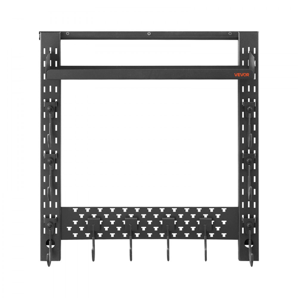 VEVOR Soporte de Montaje en Pared para Armas de Fuego, Capacidad de 3 Escopetas, con Estante Superior y Ganchos Adicionales para Accesorios, Acero al Carbono, para Almacenamiento Herramientas Tall
