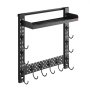VEVOR Soporte de Montaje en Pared para Armas de Fuego, Capacidad de 3 Escopetas, con Estante Superior y Ganchos Adicionales para Accesorios, Acero al Carbono, para Almacenamiento Herramientas Tall