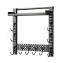 VEVOR Soporte de Montaje en Pared para Armas de Fuego, Capacidad de 3 Escopetas, con Estante Superior y Ganchos Adicionales para Accesorios, Acero al Carbono, para Almacenamiento Herramientas Tall