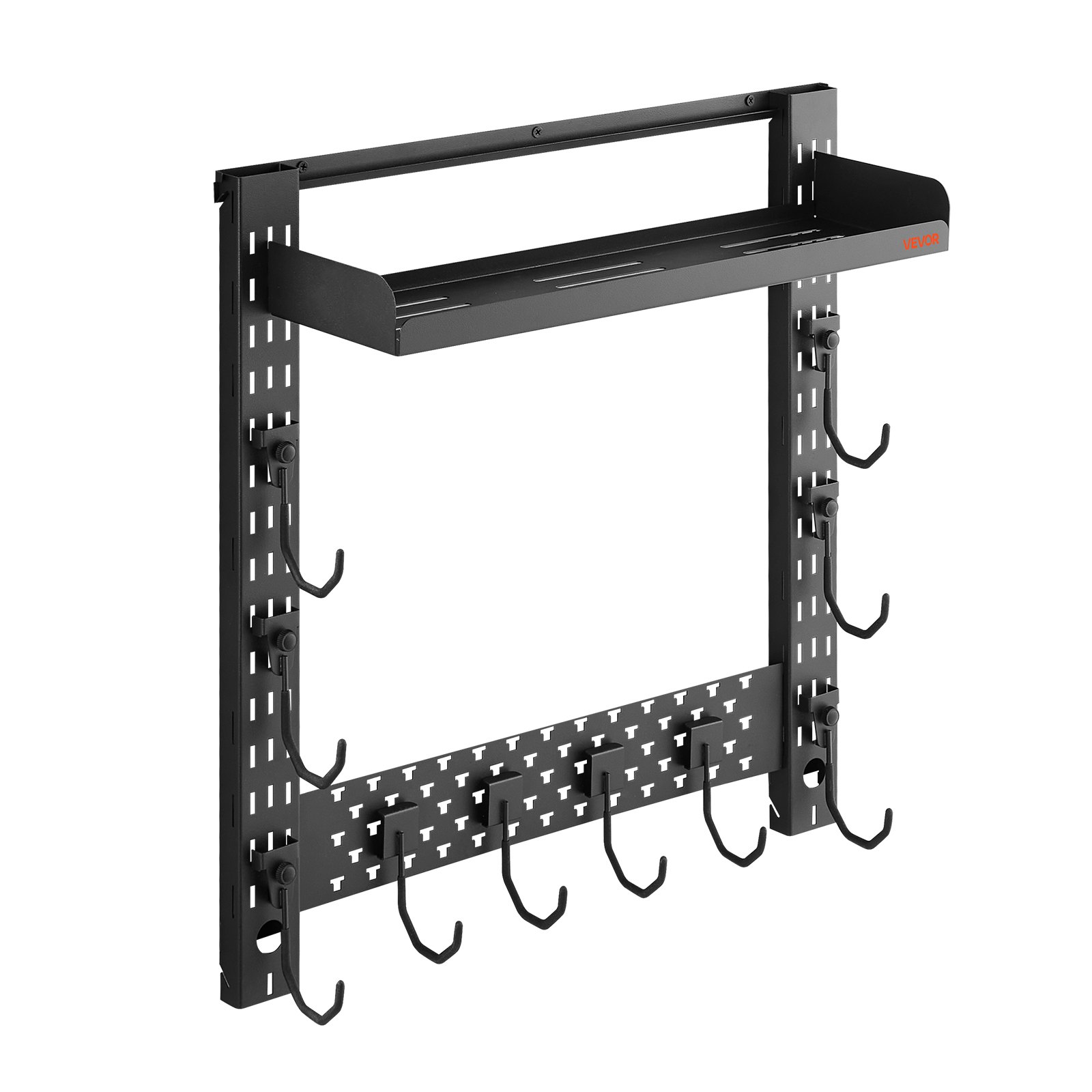 VEVOR Soporte de Montaje en Pared para Armas de Fuego, Capacidad de 3 Escopetas, con Estante Superior y Ganchos Adicionales para Accesorios, Acero al Carbono, para Almacenamiento Herramientas Tall