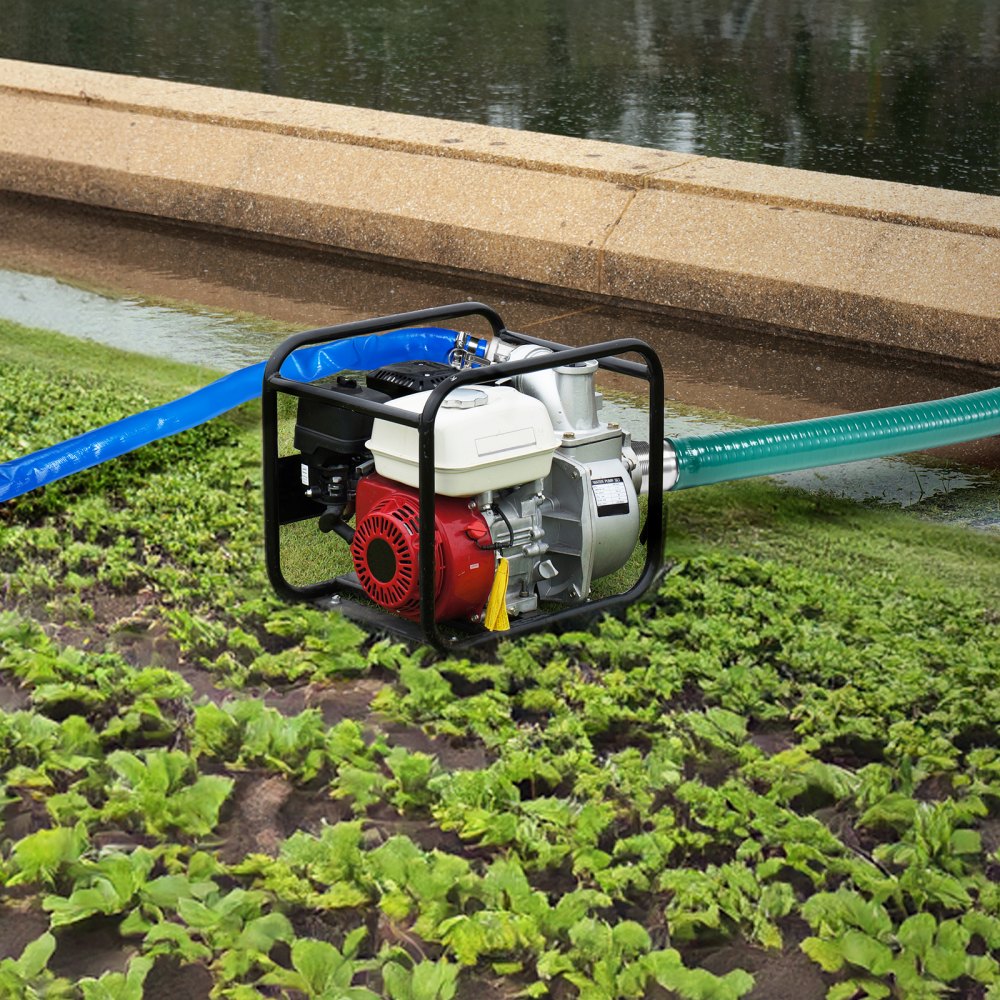 VEVOR Kit de Manguera de Succión para Bomba con Manguera de Retrolavado Azul de 50,8mmx19,81m, Manguera de Succión Verde de 6,1 m y Filtro de Orificio Redondo de Acero, Levas, Abrazaderas, Adaptador