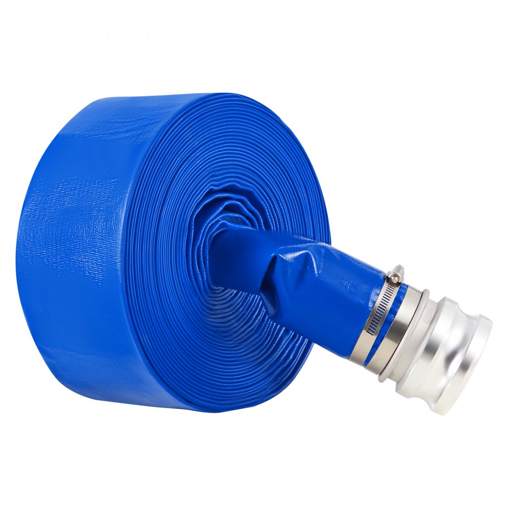 VEVOR flat hose, 76.2mm x 15.24m, wastewater hose, with clamps, camlock, aluminum fittings, suitable for various pumps, for wastewater treatment, water transport and other purposes
