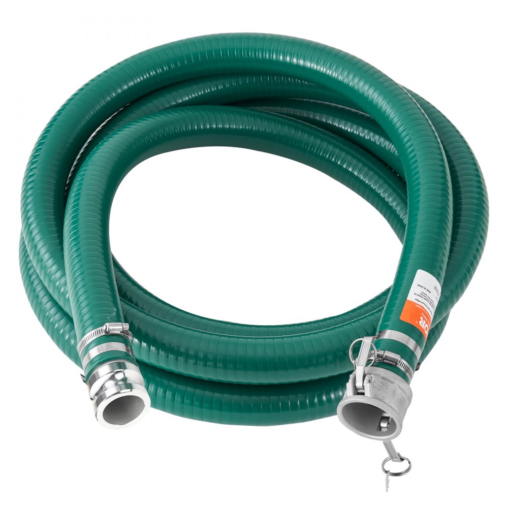 VEVOR Manguera de Succión de 50,8 mm x 6,1 m, Manguera con Conectores Bloqueos de Leva, Accesorios de Aluminio para Varias Bombas para Tratamiento de Aguas Residuales, Transporte de Agua, Verde
