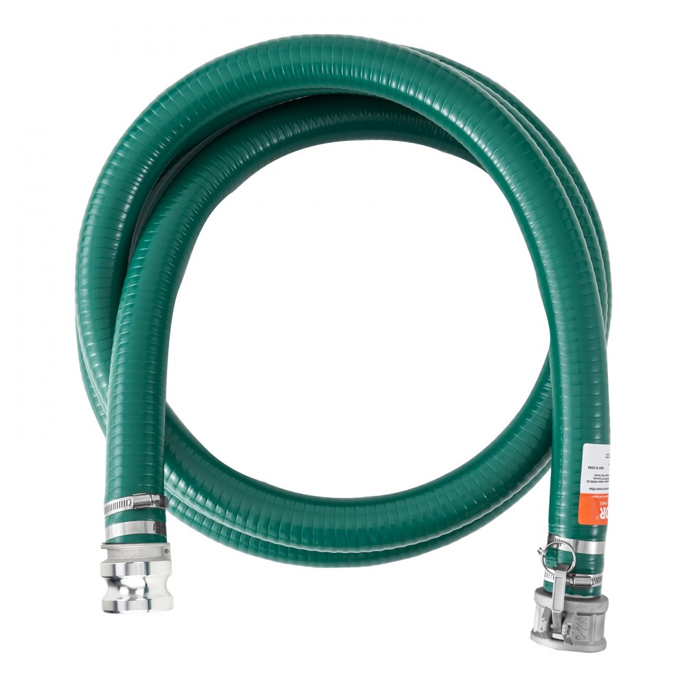 VEVOR Manguera de Succión de 50,8 mm x 6,1 m, Manguera con Conectores Bloqueos de Leva, Accesorios de Aluminio para Varias Bombas para Tratamiento de Aguas Residuales, Transporte de Agua, Verde