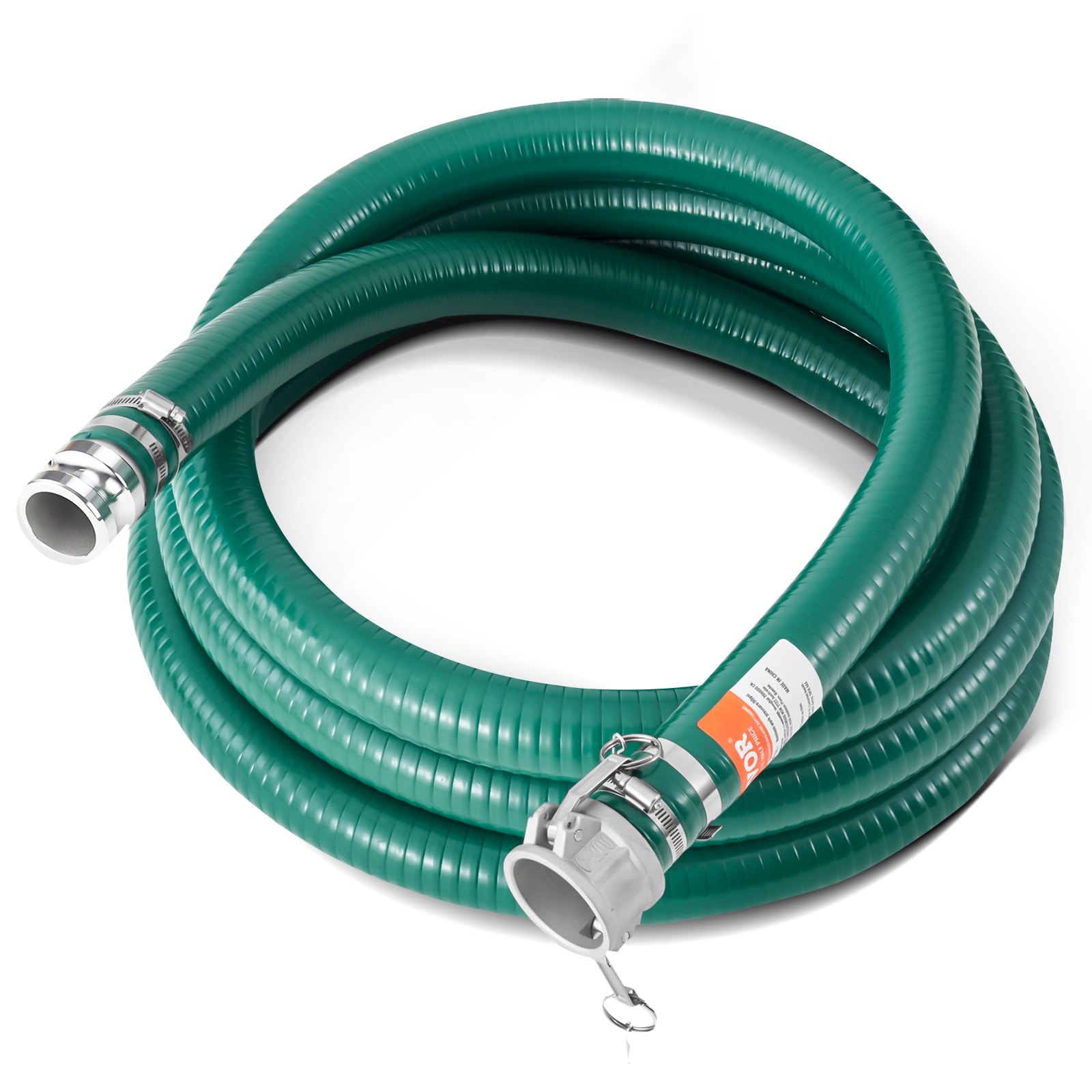 VEVOR Manguera de Succión de 50,8 mm x 6,1 m, Manguera con Conectores Bloqueos de Leva, Accesorios de Aluminio para Varias Bombas para Tratamiento de Aguas Residuales, Transporte de Agua, Verde
