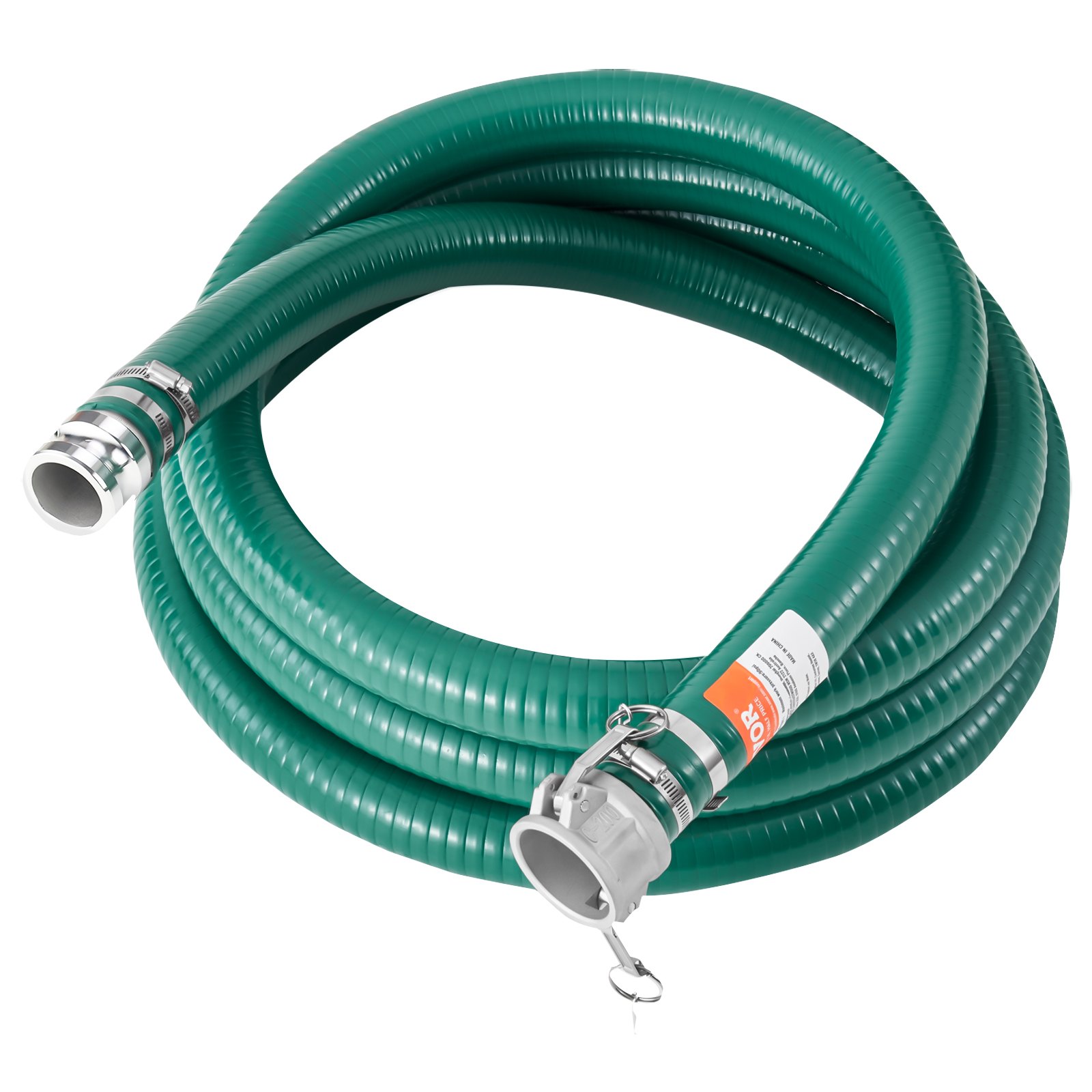 VEVOR Manguera de Succión de 50,8 mm x 6,1 m, Manguera con Conectores Bloqueos de Leva, Accesorios de Aluminio para Varias Bombas para Tratamiento de Aguas Residuales, Transporte de Agua, Verde