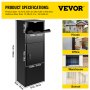 VEVOR Buzón para Paquetes 26,7x39,1x105,4cm Buzón de Exterior Acero Galvanizado Buzón Grande para Paquete Gris Oscuro Buzón Metálico para Cartas y Correos con Cerradura 4 Llaves Montaje en Pared Suelo