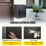 Buzón VEVOR negro con puerta con cerradura y cerradura con código, instalado cerca de una puerta de entrada.
