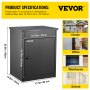 Buzón de paquetería VEVOR con dimensiones y escenarios de uso para casa, oficina, almacén y escuela.
