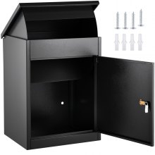 VEVOR Buzón para Paquetes 44 x 35 x 58 cm Buzón de Exterior Acero Galvanizado Buzón Grande para Paquetes Gris Oscuro Buzón Metálico para Cartas y Correos con Cerradura 4 Llaves Montaje en Pared Suelo