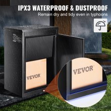 VEVOR Buzón de Paquetes 39x27x52,2 cm Buzón de Acero Galvanizado Código Cerradura Montaje en Pared Independiente Deflector Antirrobo Extraíble Depósito de Paquetes impermeable IPX3 para Hogar Porche