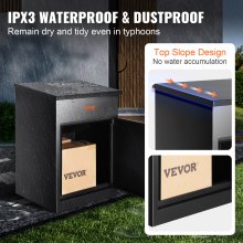 VEVOR Buzón para Paquetes 44x35x58,3 cm Buzón de Acero Galvanizado con Cerradura de Código Deflector Antirrobo Desmontable para Montaje en Pared Impermeable IPX3 Depósito de Paquetes para Hogar Porche