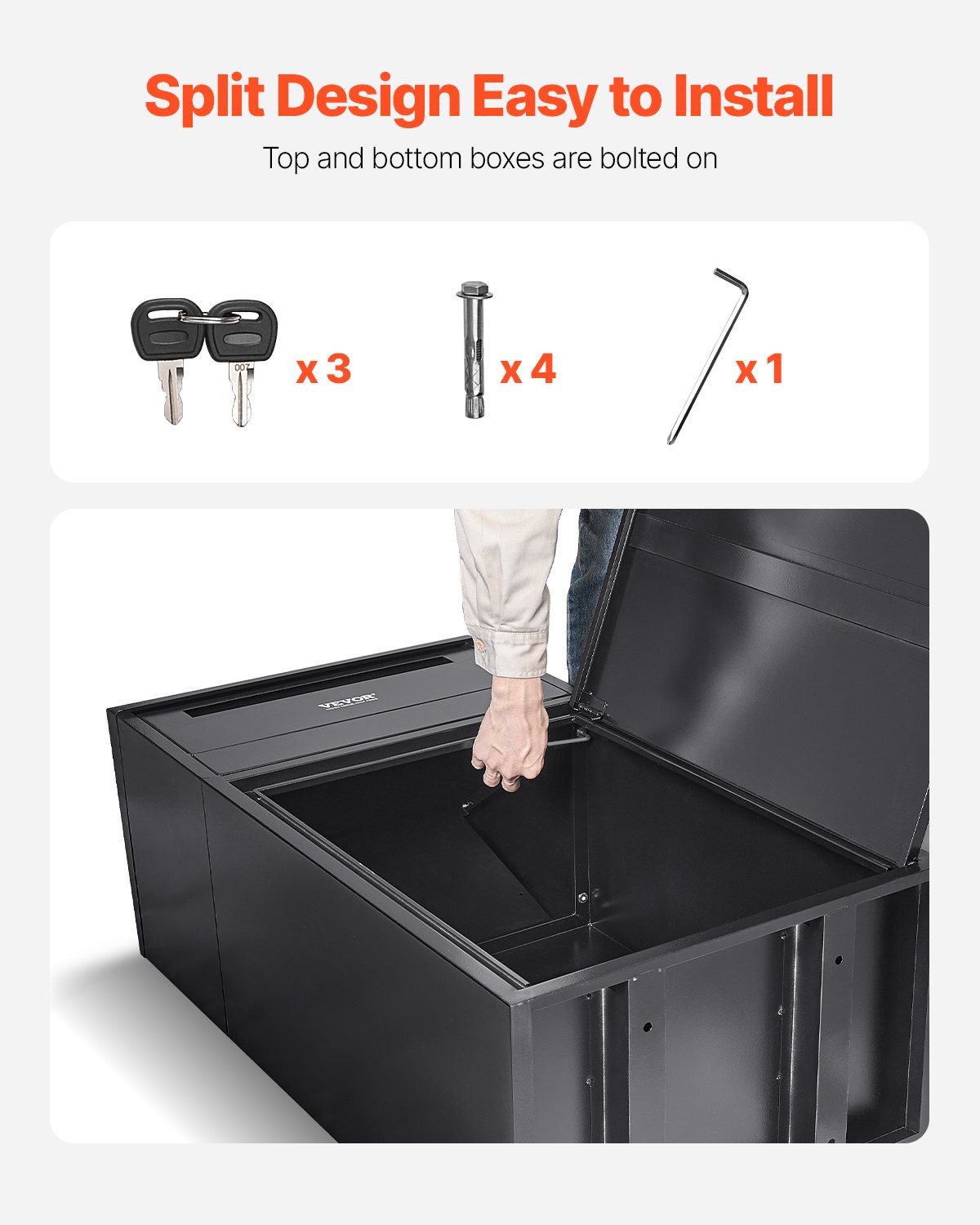 VEVOR Parcel Mailbox 500x325x909 mm, Parcel Box with Lock, Galvanized Steel Parcel Mailbox with Anti-Theft Design, Packstation for Home and Office, Black