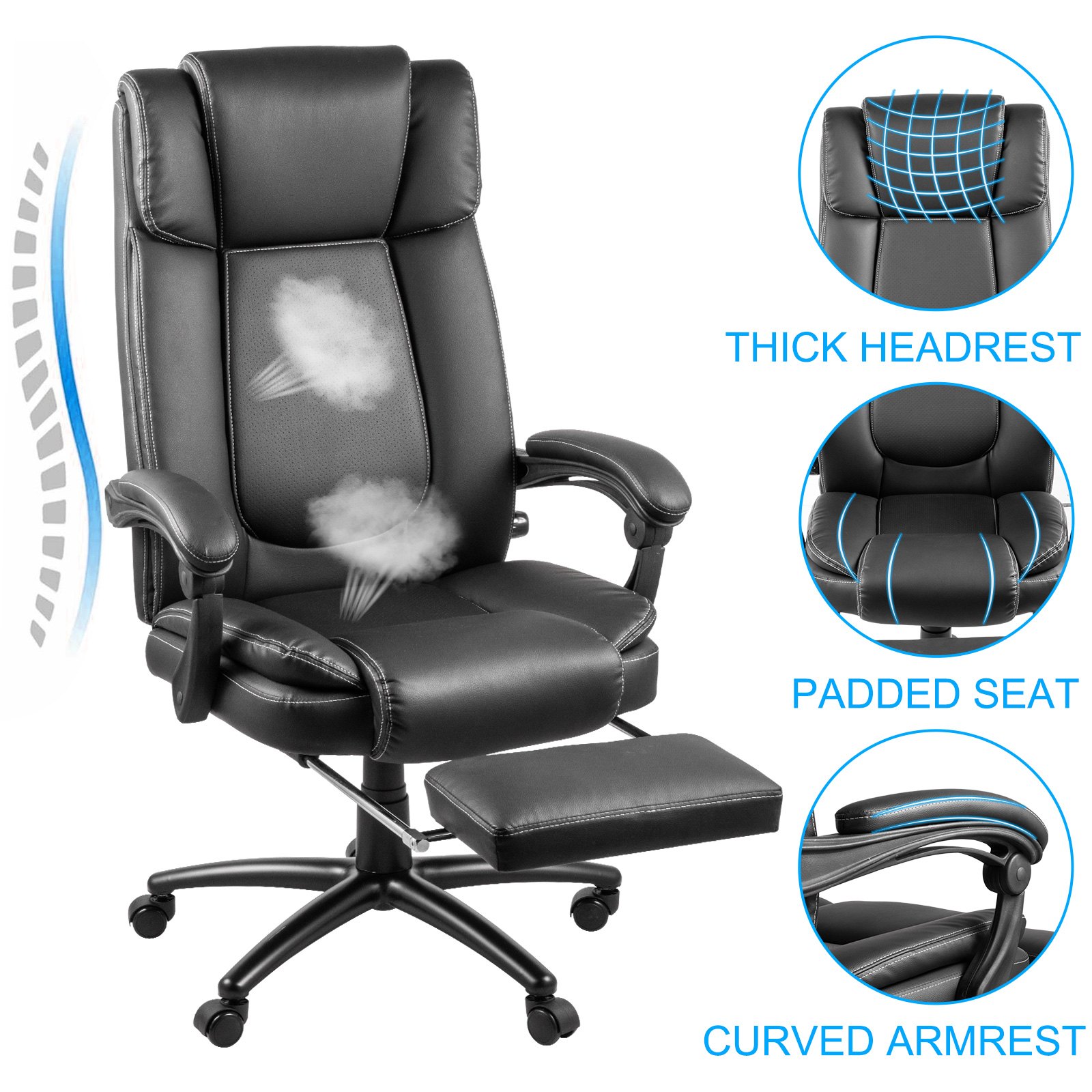 Silla De Escritorio De Oficina Ergonómica Silla Ordenador 74 X 68 X 115-125 Cm