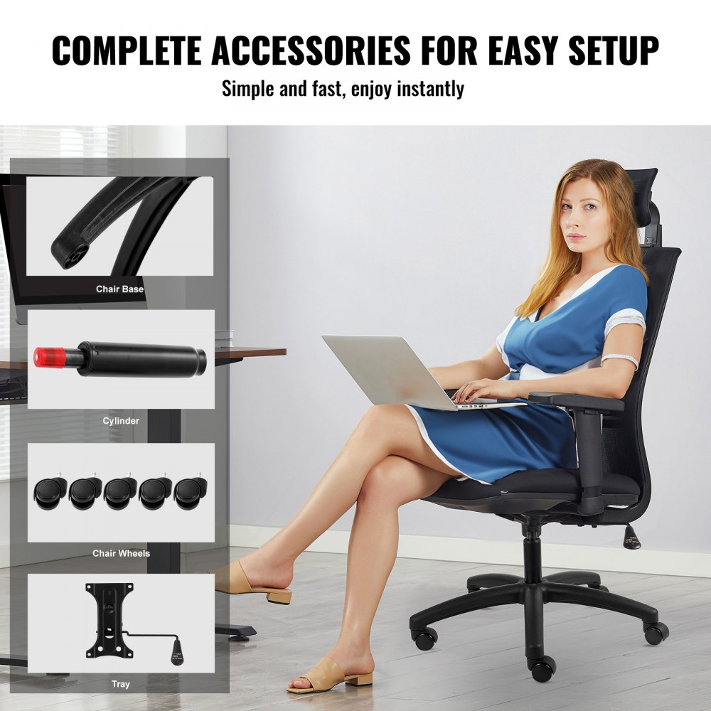 Base de repuesto para silla de oficina VEVOR, 28", carga estática de 2500 lb, base de taburete para silla de escritorio de computadora universal resistente con 5 ruedas, cilindro de gas y placa de asiento, base de repuesto para silla de escritorio, color negro