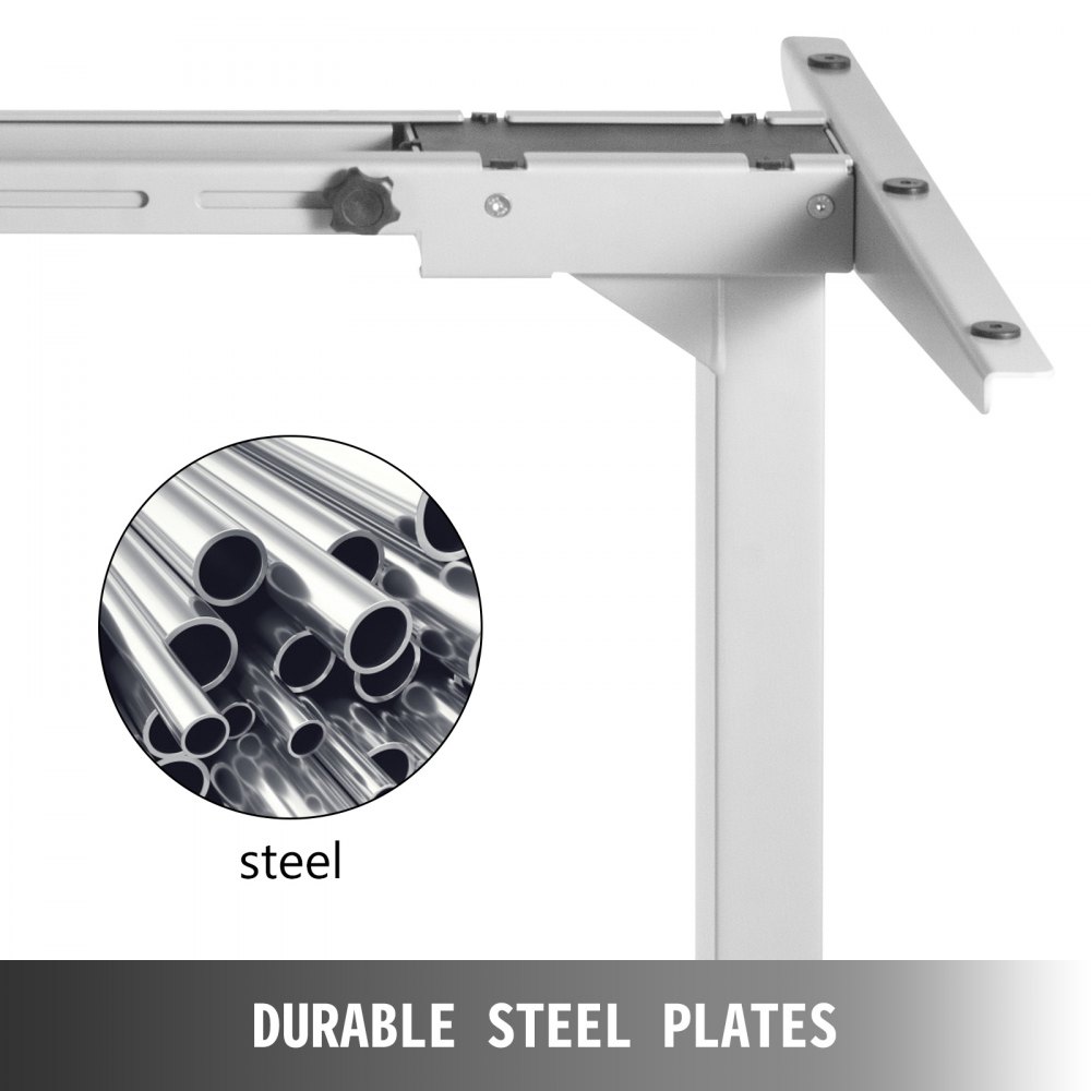 VEVOR Marco de Escritorio de Pie con Altura Ajustable Eléctrico 71,1-116,8 cm Escritorio de Pie de Acero Sólido Gris Escritorio Elevable, Múltiple Escritorio Regulable en Altura Capacidad de 119,7 kg