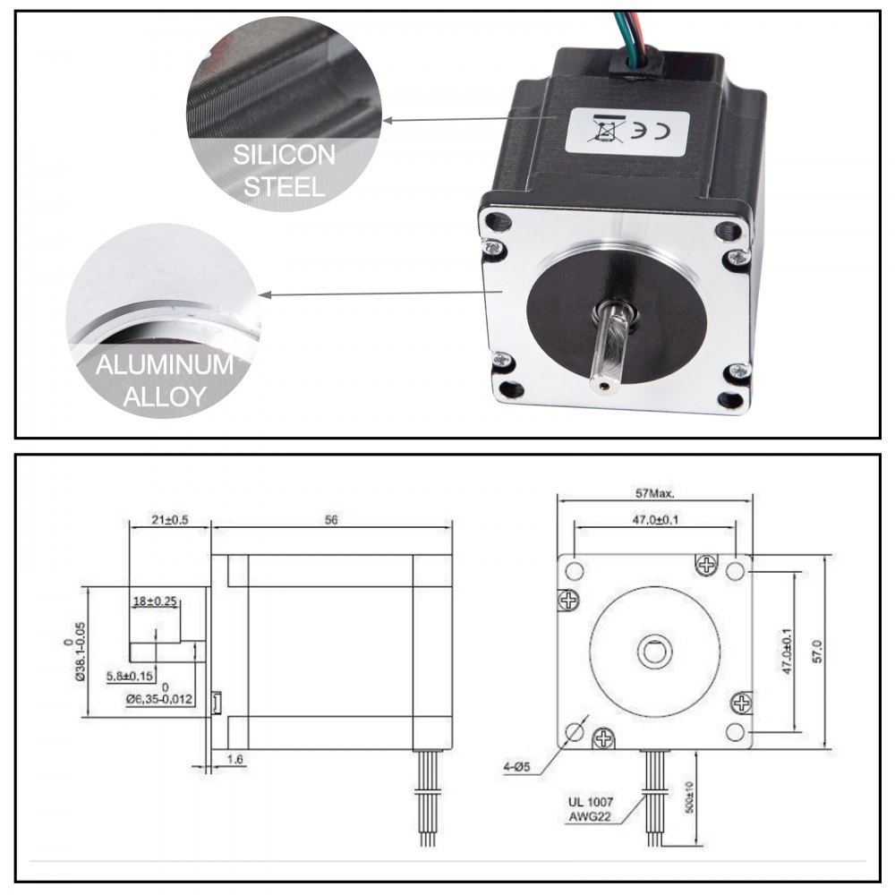 Vevor Nema 23 Motor Paso A Paso 2,52 V Motor A Pasos 1,26 N.m 3 Pcs 3d Impresora