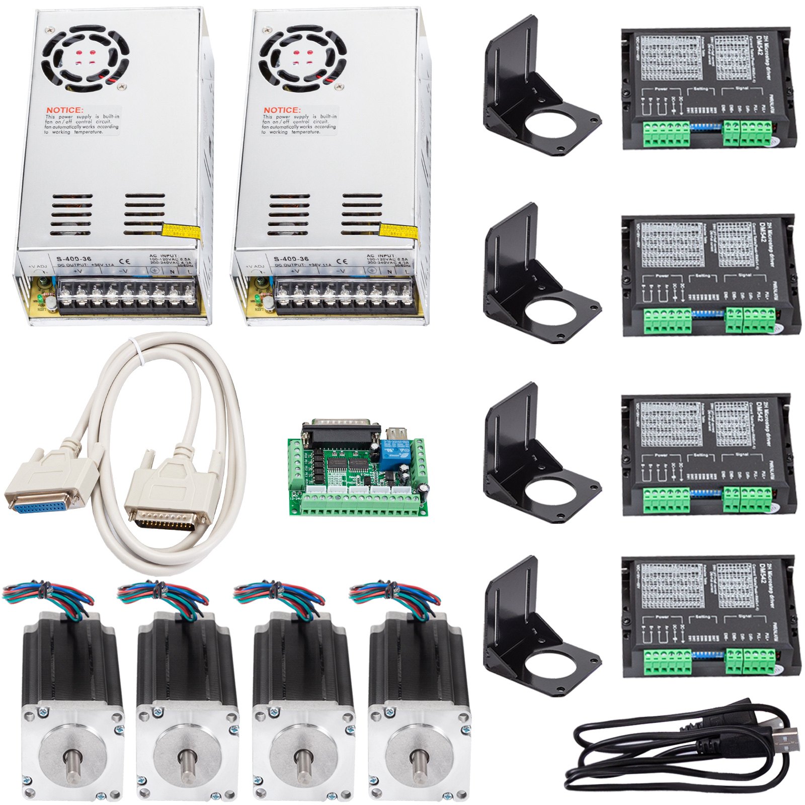 Vevor 4pcs Cables Paso Motor Equipo Motor De Pasos Nema 23 Para 3d Impresora