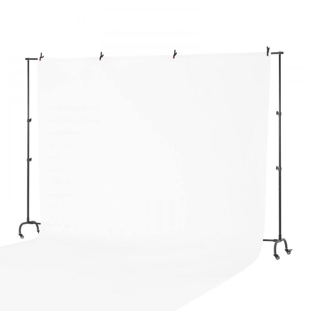 VEVOR Adjustable Photo Backdrop Stand (Backdrop Cloth: 213 x 300 cm), Backdrop Stand with Wheels, Screen Stand for Product Photography and Studio Photography