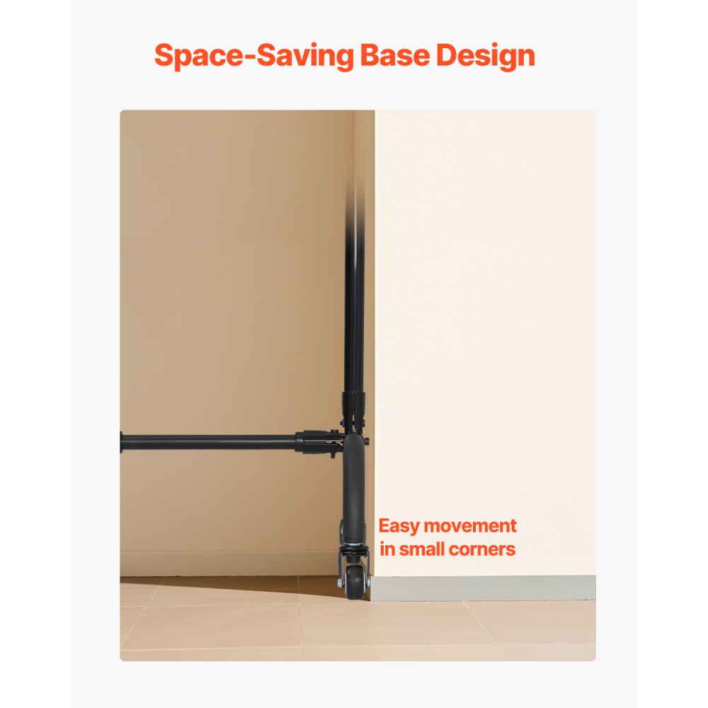 VEVOR Soporte de Fondo Ajustable para Tela de Fondo de Hasta 213 x 300 cm, Soporte Portátil de Altura Ajustable de 95,5-213 cm con Ruedas para Fotografía Familiar, Estudio de Fotografía, Negro