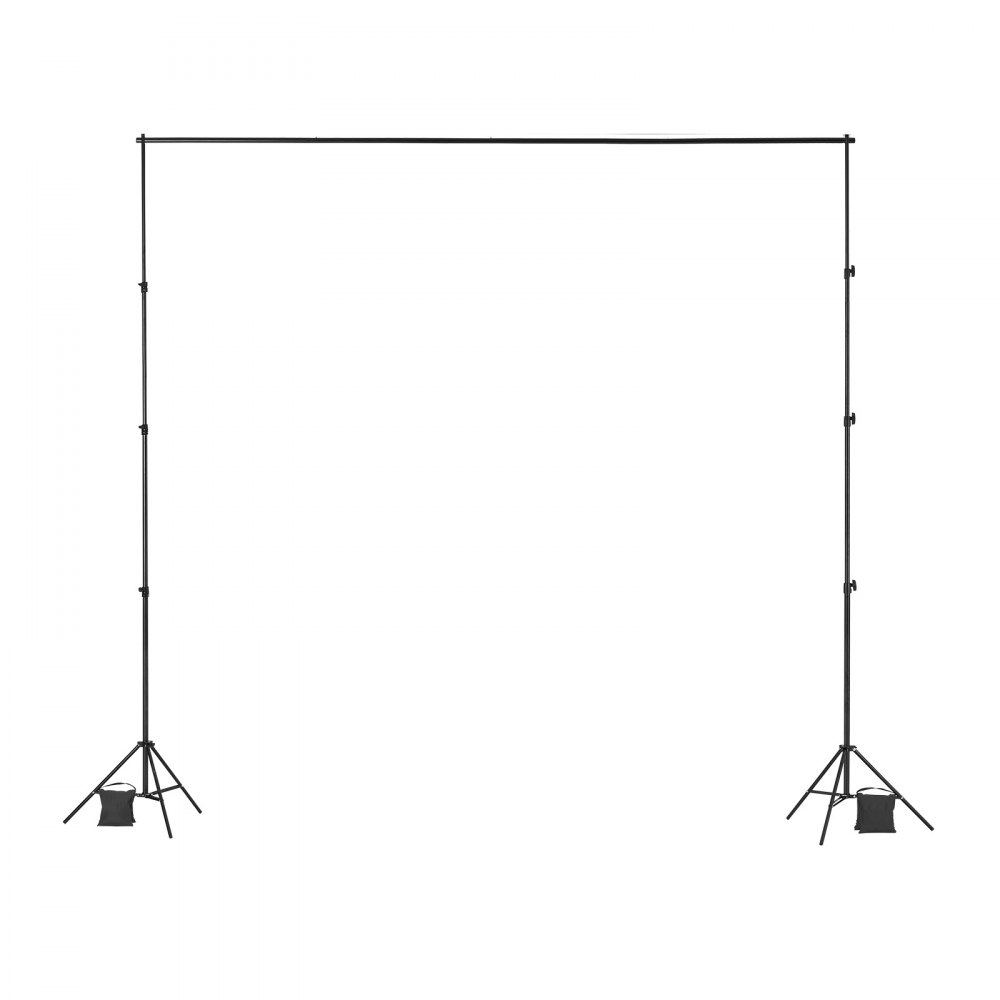 VEVOR Soporte de Fondo Ajustable para Tela de Fondo de Hasta 300 x 300 cm, Soporte Portátil de Altura Ajustable de 85-298 cm con 2 Trípodes para Fotografía Familiar, Estudio de Fotografía, Negro