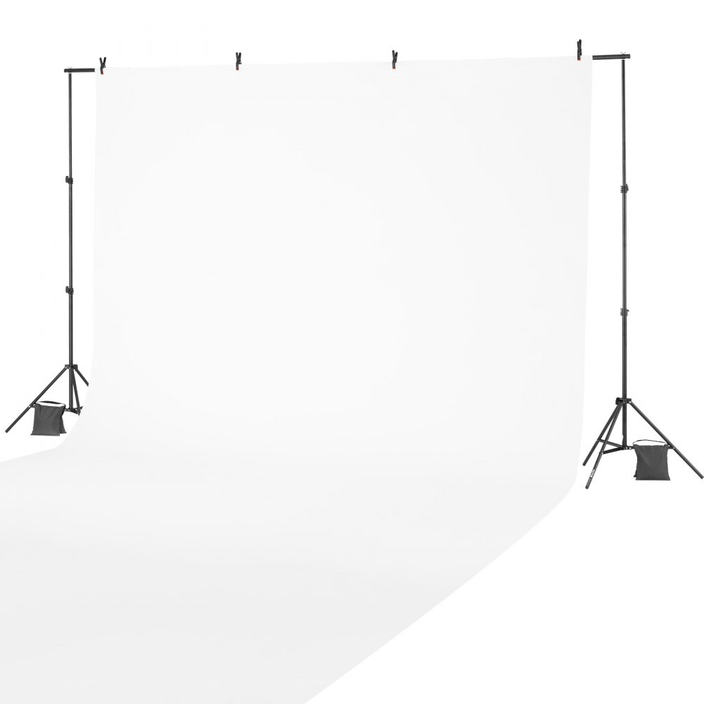 VEVOR Soporte de Fondo Ajustable para Tela de Fondo de Hasta 198 x 300 cm, Soporte Portátil de Altura Ajustable de 72-198 cm con 5 Varillas para Fotografía Familiar, Estudio de Fotografía, Negro