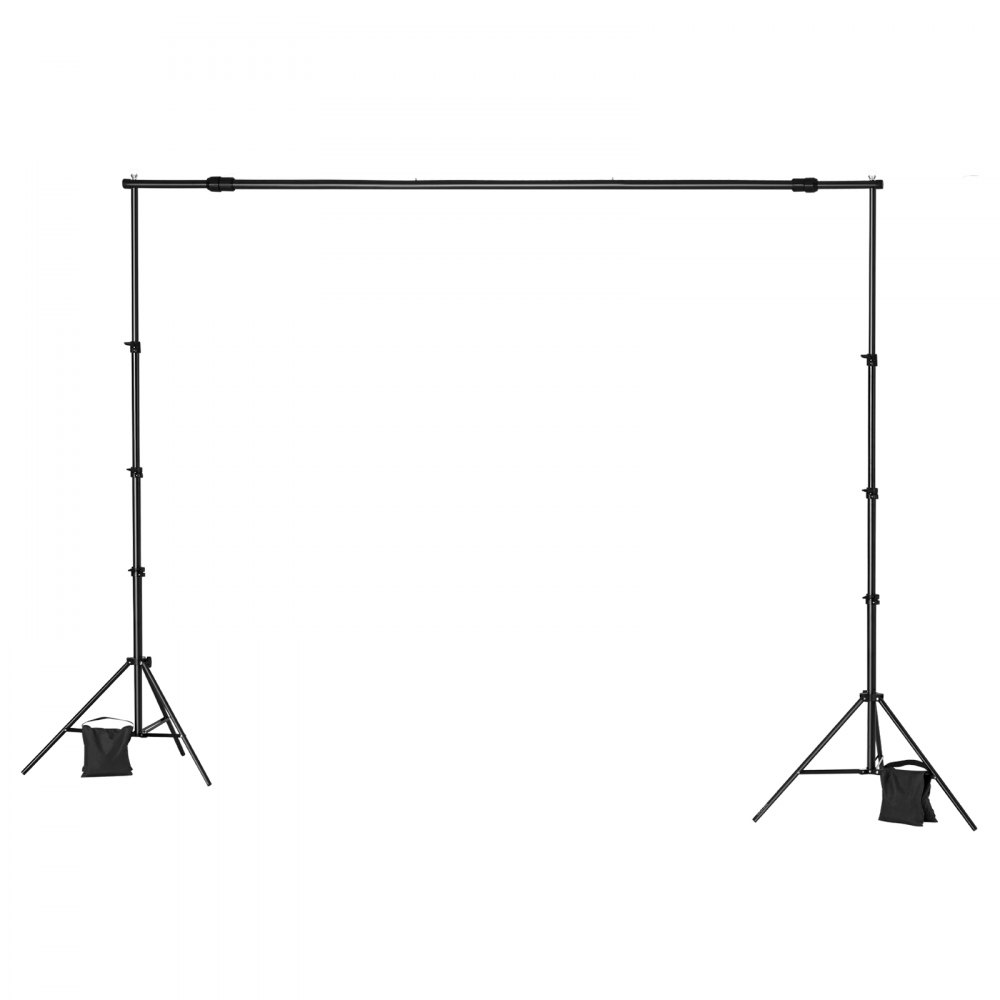 VEVOR Soporte de Fondo Ajustable para Tela de Fondo de Hasta 213 x 300 cm, Soporte Portátil de Altura Ajustable de 139 - 306 cm con Varillas para Fotografía Familiar, Estudio de Fotografía, Negro
