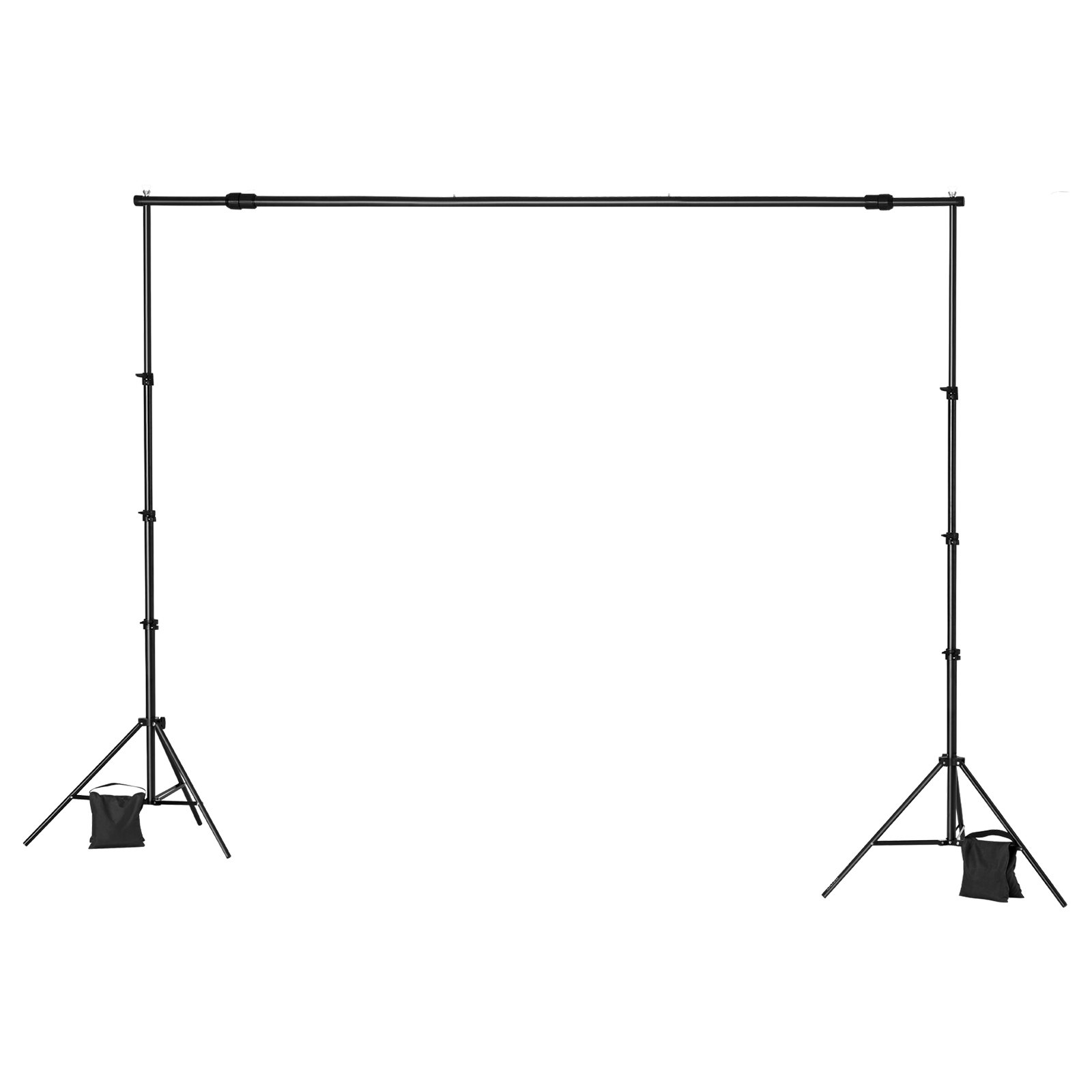 VEVOR Soporte de Fondo Ajustable para Tela de Fondo de Hasta 213 x 300 cm, Soporte Portátil de Altura Ajustable de 139 - 306 cm con Varillas para Fotografía Familiar, Estudio de Fotografía, Negro