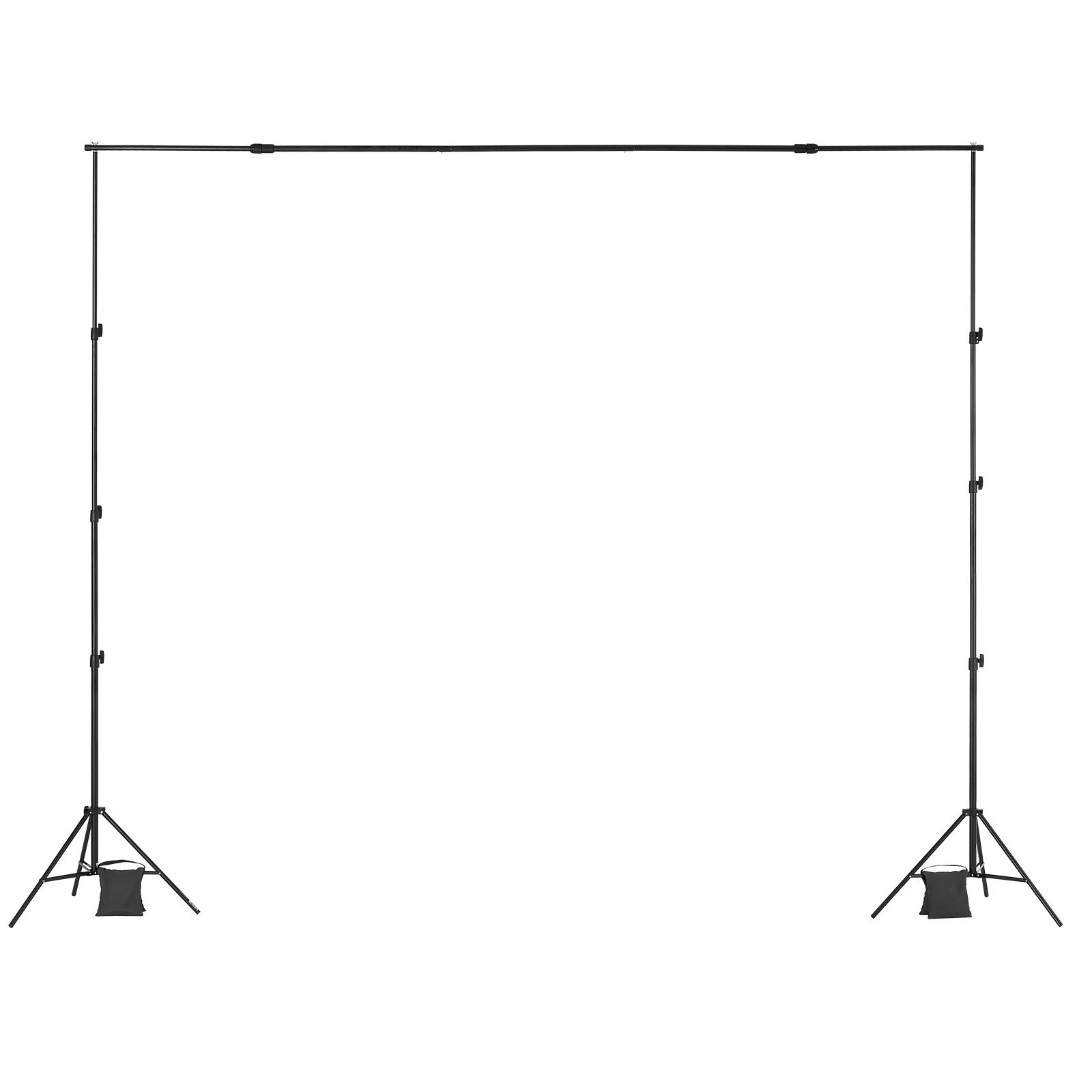 VEVOR Soporte de Fondo Ajustable para Tela de Fondo de Hasta 260 x 300 cm, Soporte Portátil de Altura Ajustable de 139 - 306 cm con 2 Trípodes para Fotografía Familiar, Estudio de Fotografía, Negro