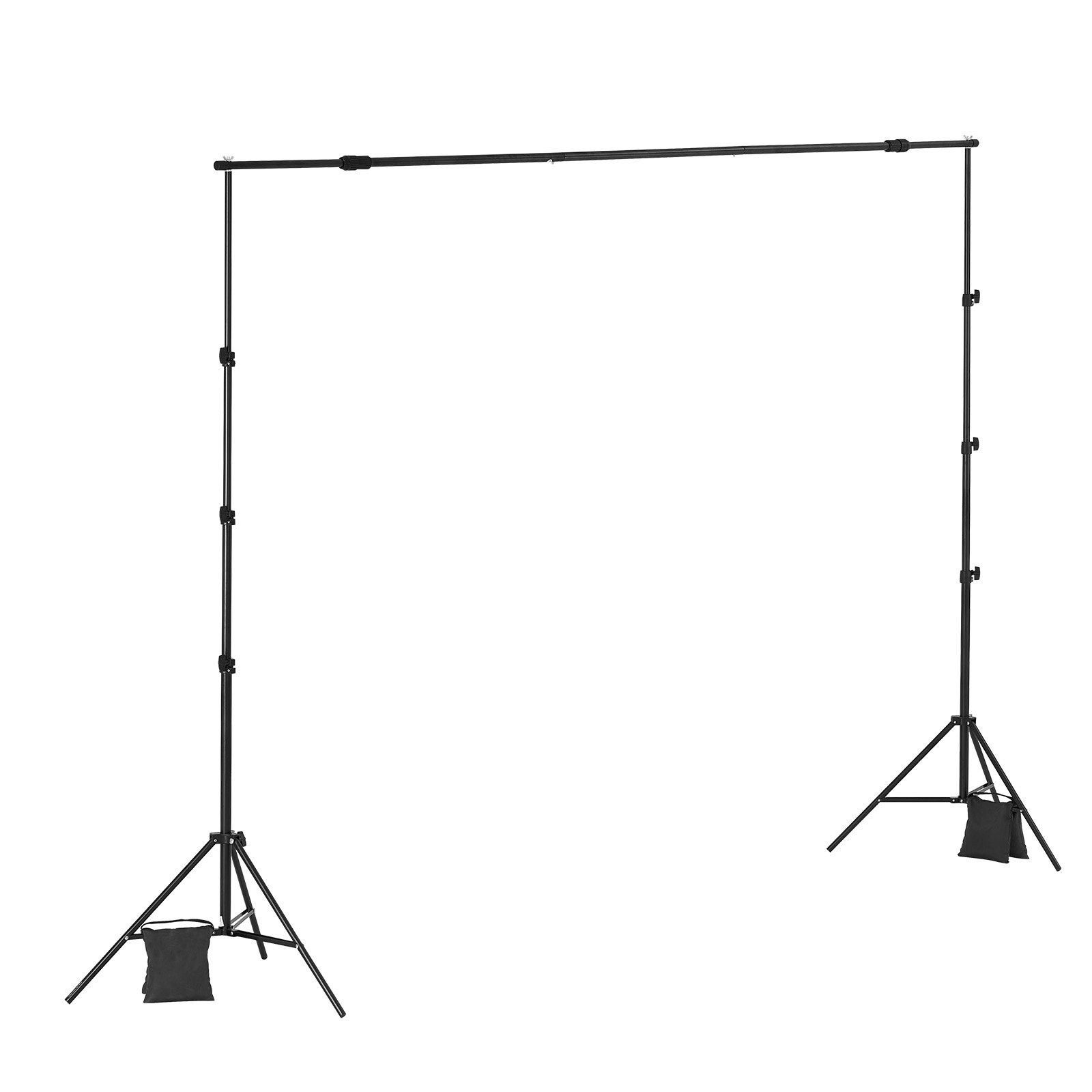 VEVOR Soporte de Fondo Ajustable para Tela de Fondo de Hasta 260 x 300 cm, Soporte Portátil de Altura Ajustable de 139 - 306 cm con 2 Trípodes para Fotografía Familiar, Estudio de Fotografía, Negro