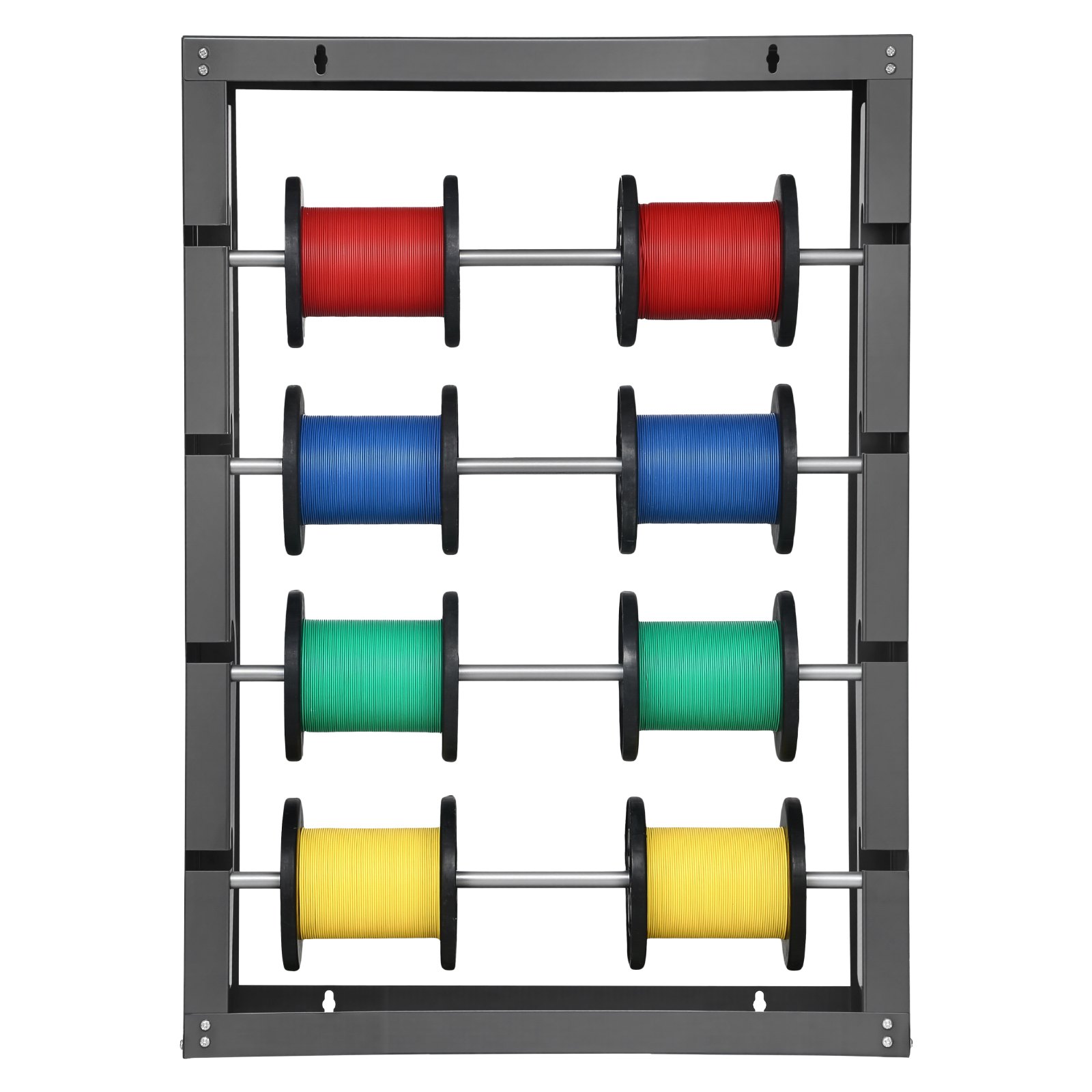 VEVOR Wire Spool Rack, 4 Adjustable Rods, Cold-Rolled Steel Wire Spool Holder Wall Mounted for Multi-Spools, Wiring Storage, 150 lbs Capacity Cable Dispenser, for Electrical Industrial Retail Use