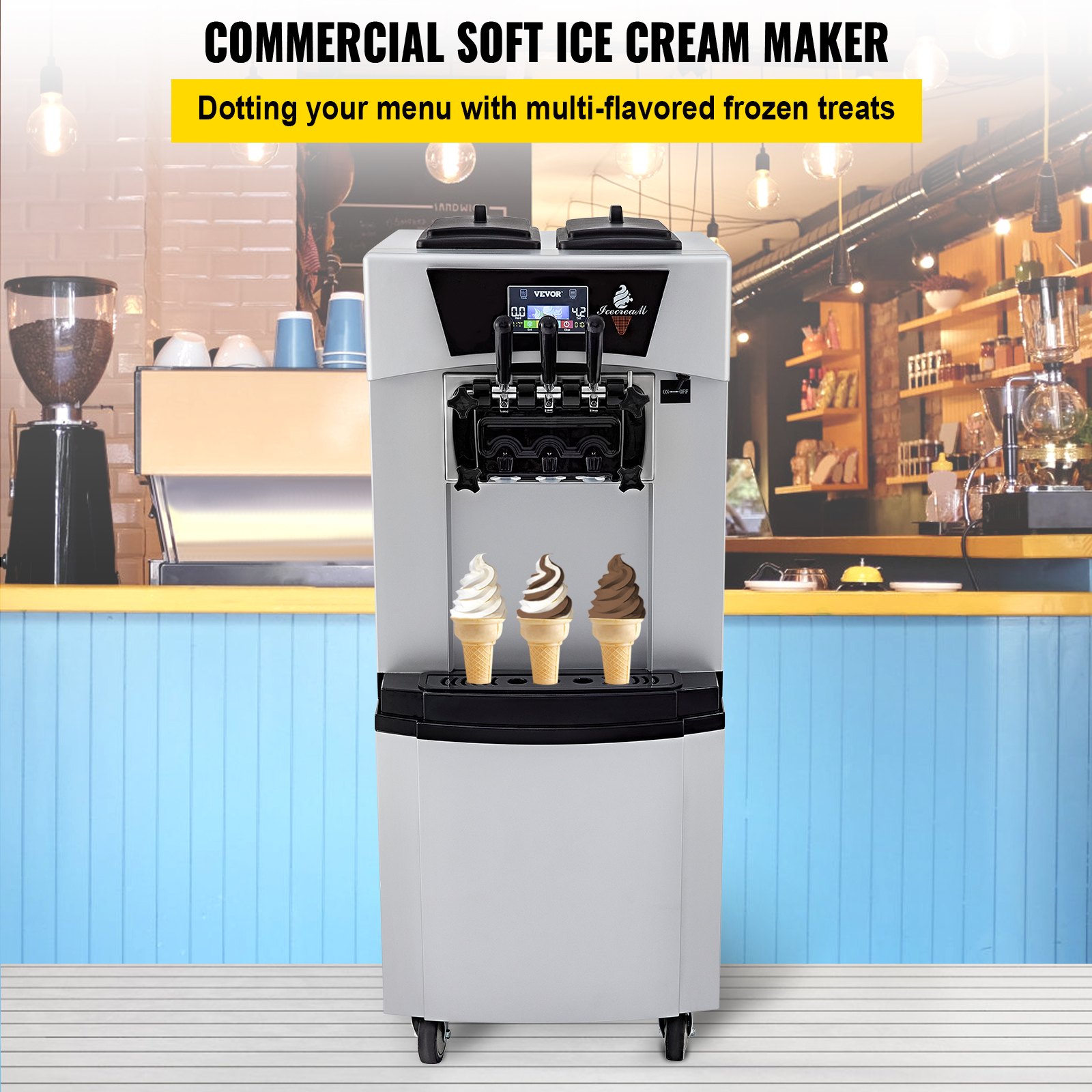 Vevor Máquina De Helado Comercial Máquina Para Hacer Helados 3 Sabores 20-30 L/h