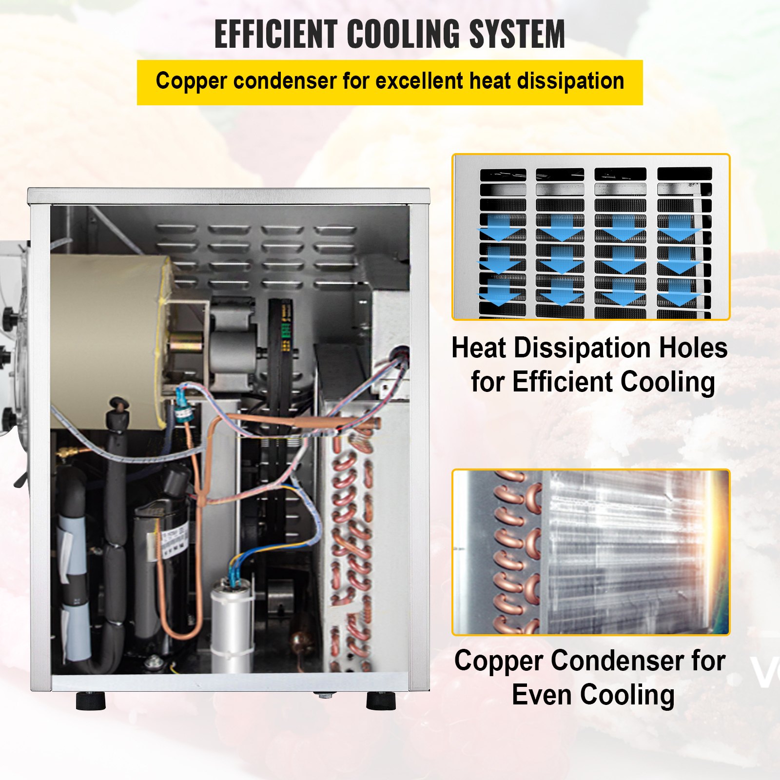 VEVOR Máquina Helados Duros 16 - 20 L/H Máquina de Helado de Servido Duro 1400 W Heladera Redonda de Acero Inoxidable con Panel LCD Inteligente Temporizador de Apagado Automático para Bares Cafeterías